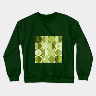 repeating geometry pattern, squares and circles, ornaments, green color tones Crewneck Sweatshirt